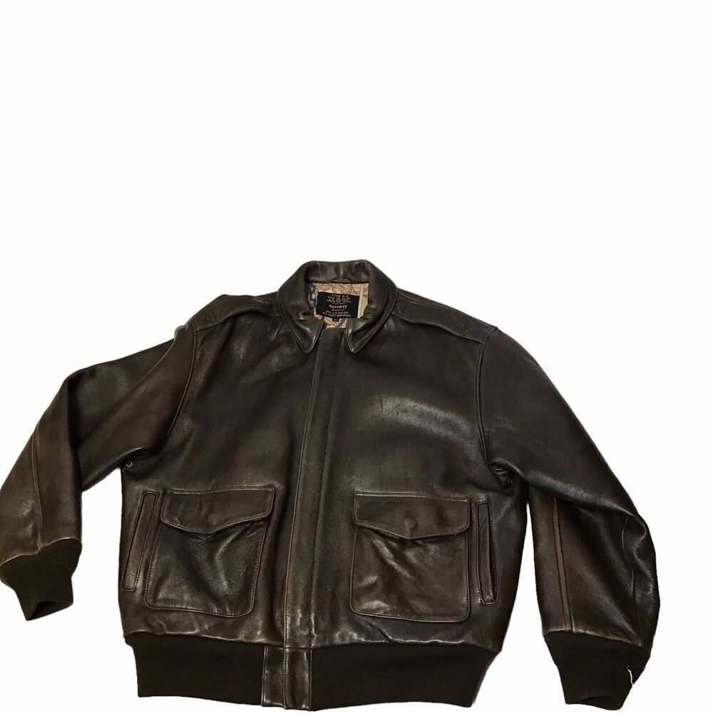 Schott‎ Type A-2 Leather WW2 Flight Jacket With Map Inlay, X Large, Dark Brown. - Picture 10 of 15